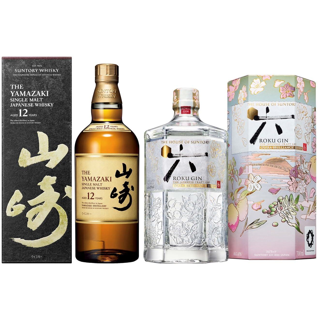 【サントリープレミアムセット】山崎12年・ROKU〈六〉OSAKA BRILLIANCE EDITION[ウイスキー 700ml×1本、ジン700ml×1本]