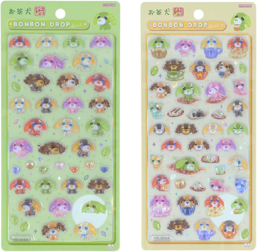 お茶犬 ボンボンドロップシール みんな・たべもの 2個セット